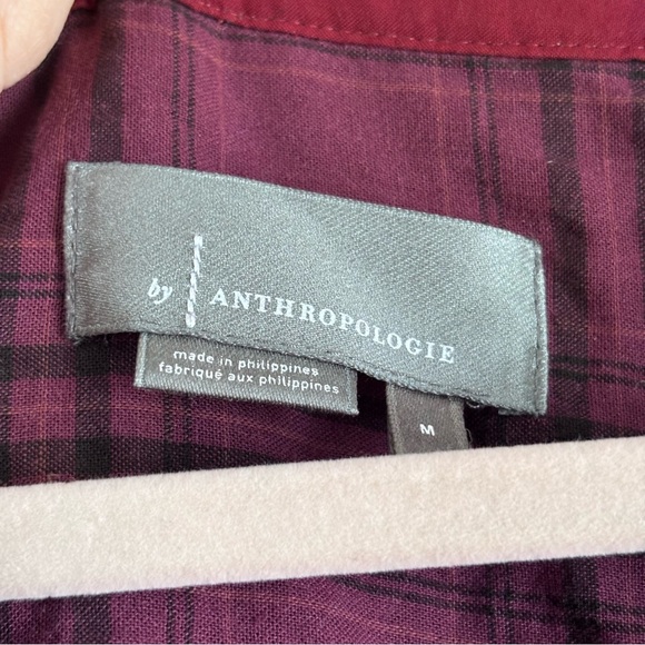 Anthropologie Deep Red Cranberry Velvet Shirt Dress‎ Size M - Picture 7 of 8